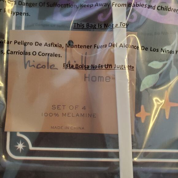 Tarot Card Melamine Plates Set 4 Appetizer Halloween Nicole Miller Rectangle New - Picture 3 of 7